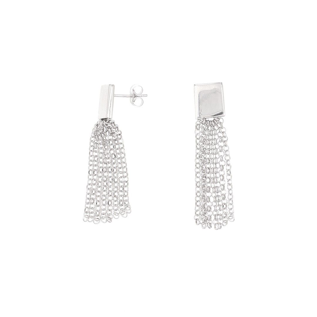 Silvex | E2500134 | ORECCHINI GEOMETRICO QUADRATO FRANGIA